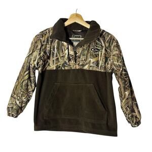 Drake Waterfowl Jacket Camo Realtree Oak Youth Size 12 Brown Fleece Quarter Zip